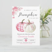 Invitation Petit Citrouille Rose Floral Baby Girl Douche (Debout devant)