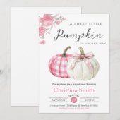 Invitation Petit Citrouille Rose Floral Baby Girl Douche (Devant / Derrière)