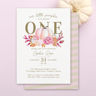 Invitation Petit Citrouille rose Hydrangea 1er Anniversaire é