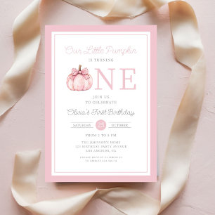 Invitation Petit Citrouille rose mignon 1er anniversaire