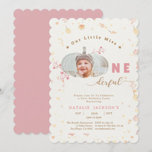 Invitation Petit Citrouille rose Onederday Photo 1er annivers
