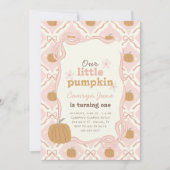 Invitation Petit Citrouille rose Preppy Coquette 1er annivers (Devant)