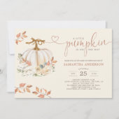 Invitation Petit Citrouille Rustic Fall Baby shower Floral (Devant)