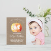 Invitation Petit Citrouille Rustique Burlap 1er Anniversaire  (Debout devant)