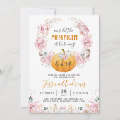 Invitation Petit Citrouille Rustique Coton Floral Premier Ann (Devant)