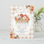Invitation Petit Citrouille Rustique En vichy Baby shower Flo (Debout devant)