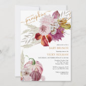 Invitation Petit Citrouille Rustique Floral Bébé Brunch (Devant)