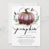 Invitation Petit Citrouille Rustique Rose Doré Baby Shower (Devant)