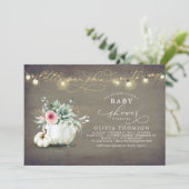 Invitation Petit Citrouille Succulents Baby shower d'automne (Debout devant)