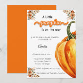 Invitation Petit Citrouille sur le Baby shower d'aquarelle Wa (Devant / Derrière)