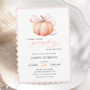 Invitation Petit Citrouille sur le Baby shower Way Pink Bow
