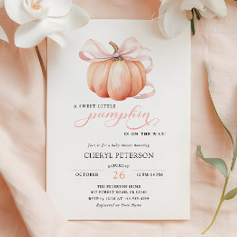 Invitation Petit Citrouille sur le Baby shower Way Pink Bow