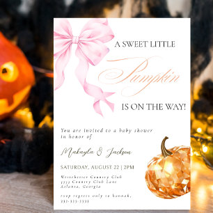 Invitation Petit Citrouille sur le Baby shower Way Pink Bow
