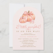 Invitation Petit Citrouille sur le Baby shower Way Pink Bow (Devant)