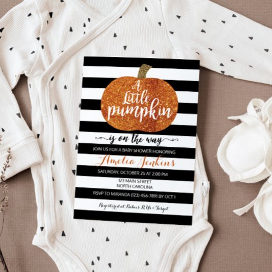 Invitation Petit Citrouille Sur Le Chemin Automne Baby shower