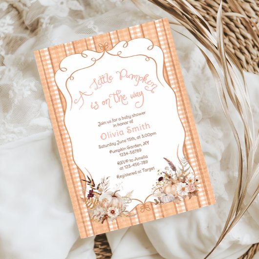 Invitation Petit Citrouille Sur Le Chemin Baby shower