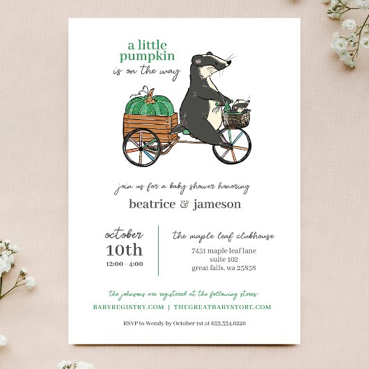 Invitation Petit Citrouille sur le chemin Baby shower Couples