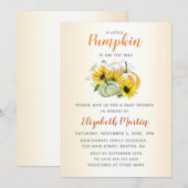 Invitation Petit Citrouille sur le chemin Baby shower d'aquar (Devant / Derrière)