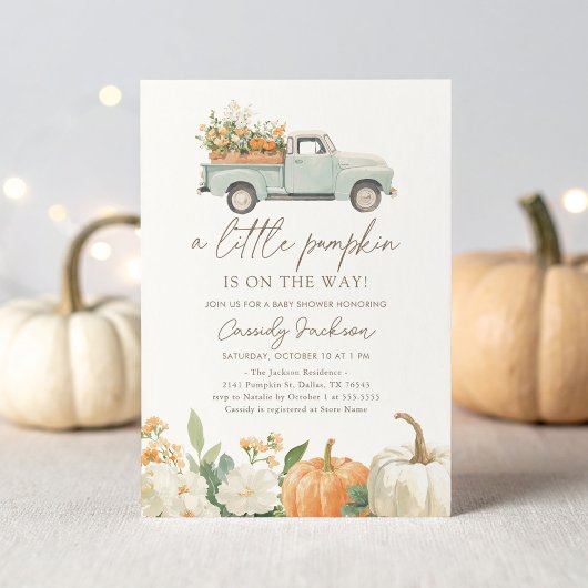 Invitation Petit Citrouille sur le chemin Baby shower d'autom