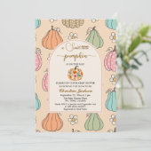 Invitation Petit Citrouille sur le chemin Baby shower neutre (Debout devant)