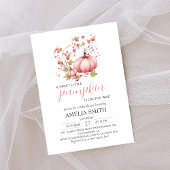 Invitation Petit Citrouille sur le chemin Baby shower rose pâ