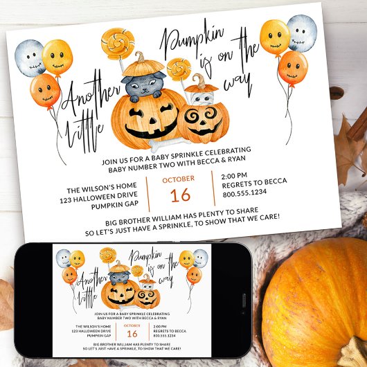 Invitation Petit Citrouille sur le chemin Halloween Baby Spri