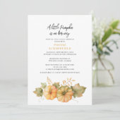 Invitation Petit Citrouille sur Way Baby shower automne (Debout devant)