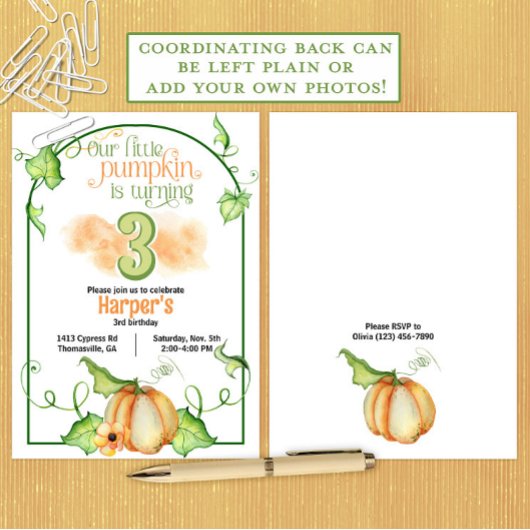 Invitation Petit Citrouille Tombe N'Importe Quel Âge Annivers