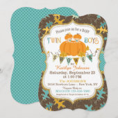 Invitation Petit Citrouille Twin Boys Fall Leaves Baby shower (Devant / Derrière)