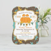 Invitation Petit Citrouille Twin Boys Fall Leaves Baby shower (Debout devant)