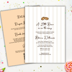 Invitation Petit code QR Grain de Café tout-en-un Baby Shower