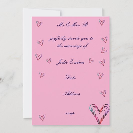 Invitation petit coeur coloré mignon (Dos)