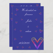 Invitation petit coeur coloré mignon (Devant / Derrière)