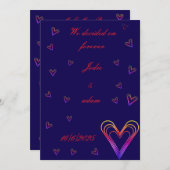 Invitation petit coeur coloré mignon (Devant / Derrière)