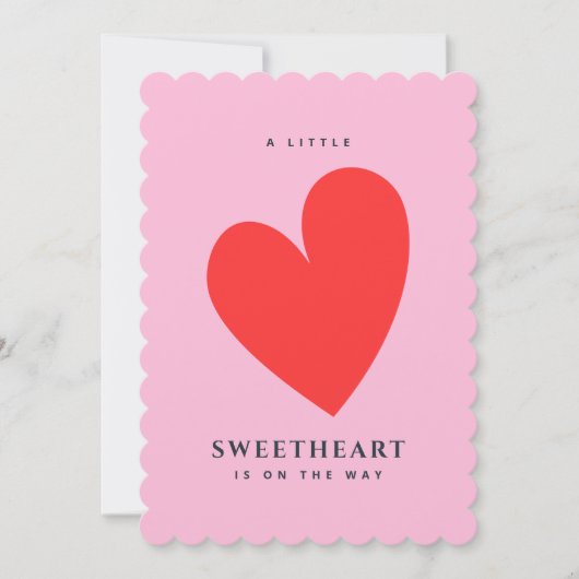 Invitation Petit Coeur de Baby shower rose doux (Devant)