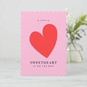 Invitation Petit Coeur de Baby shower rose doux (Debout devant)