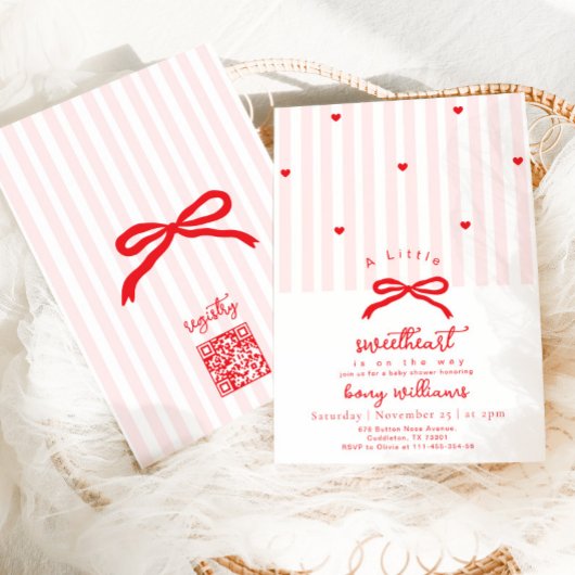 Invitation Petit cœur de la Saint-Valentin bébé à la douche
