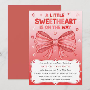 Invitation Petit coeur de la Saint-Valentin Nœud Bébé Shower