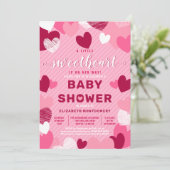 Invitation Petit Coeur doux Baby shower de Saint-Valentin ros (Debout devant)
