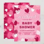Invitation Petit Coeur doux Baby shower de Saint-Valentin ros (Devant / Derrière)