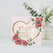 Invitation Petit Coeur doux Baby shower en tranche de bois (Debout devant)