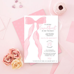 Invitation Petit cœur élégant rose bébé Shower