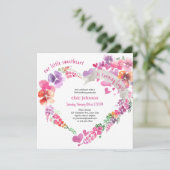 Invitation Petit cœur floral amour tendre anniversaire fille (Debout devant)