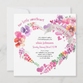Invitation Petit cœur floral amour tendre anniversaire fille (Devant)