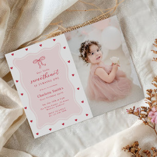 Invitation Petit coeur tendre Arc Valentin 1ère Photo d'anniv