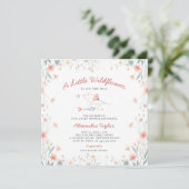 Invitation Petit Corail Fleur sauvage Turquoise Mignonne Baby (Debout devant)