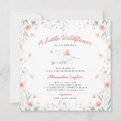 Invitation Petit Corail Fleur sauvage Turquoise Mignonne Baby (Devant)