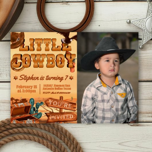 Invitation Petit Cow-boy avec photo