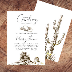 Invitation Petit cow-boy dessiné à la main vintage marron wes