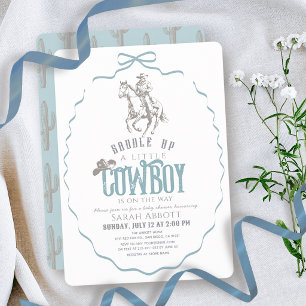 Invitation Petit cow-boy Western Bleu Nœud Garçon Baby Shower